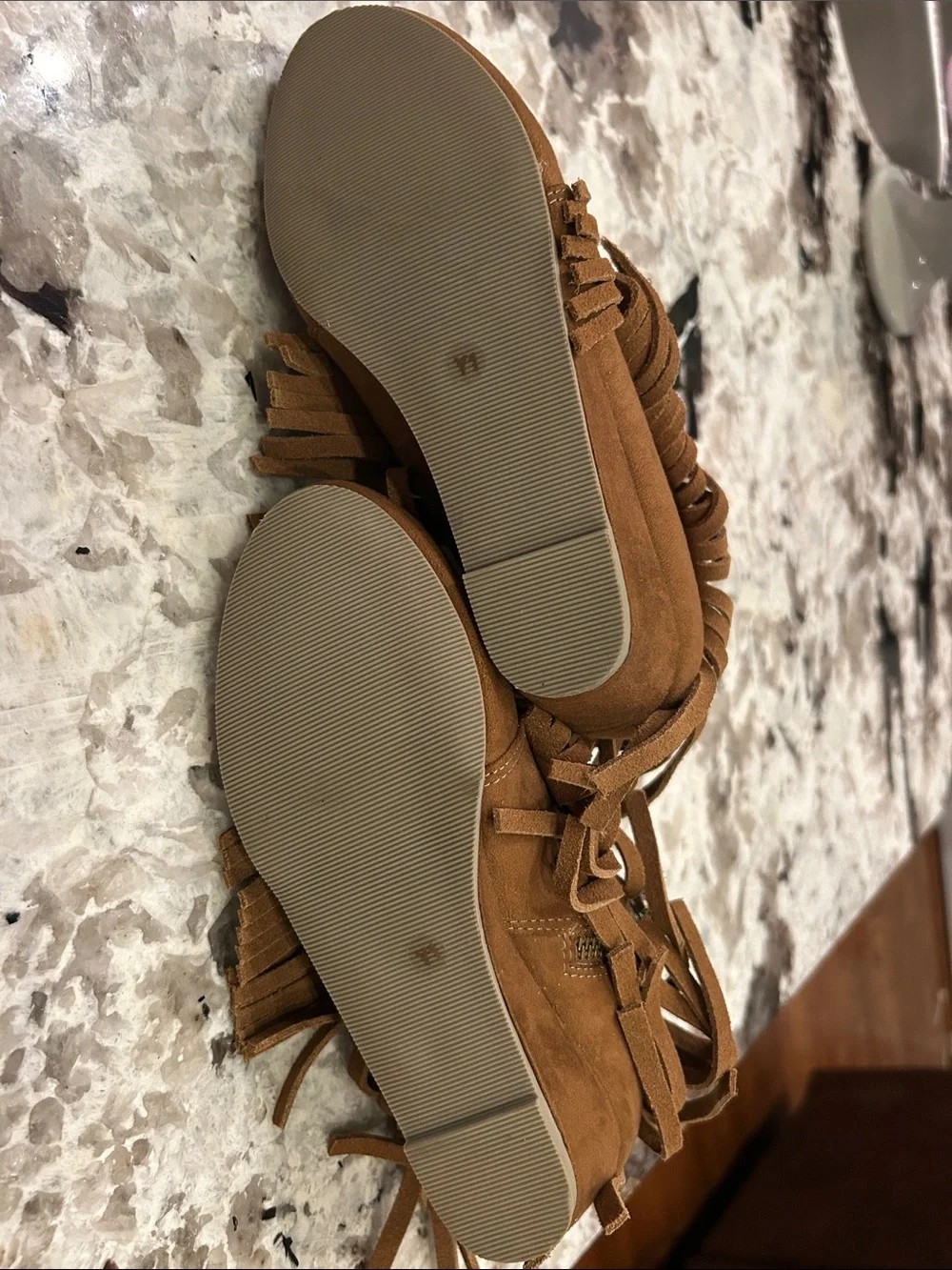 Women’s Fringe Suede High-Top Sneakers - Tan
